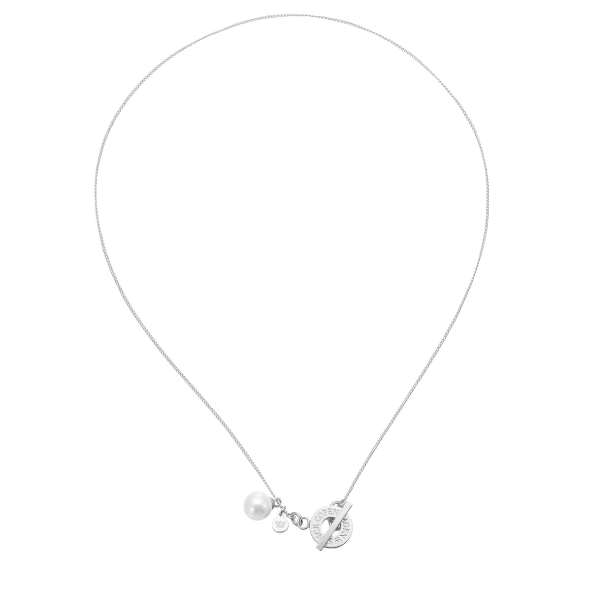 Victoria Necklace - Tiny freshwater pearl matt silver plated - 48 CM