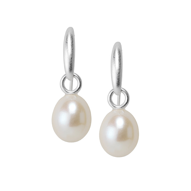Essentials Sunset Earrings - Freshwater pearls matt silver plated