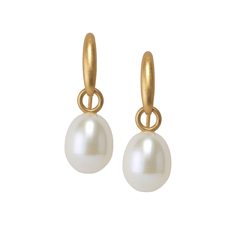 Essentials Sunset Earrings - Freshwaterpearls matt gold plated
