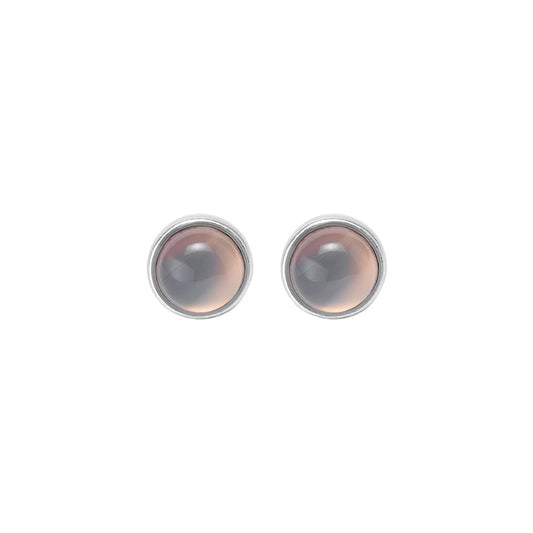 Essentials be Chic - Ear studs matt silver plated with Grey agate