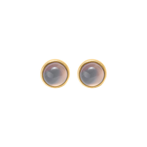 Essentials be Chic - Ear studs matt gold plated with Grey agate