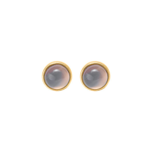 Essentials be Chic - Ear studs matt gold plated with Grey agate