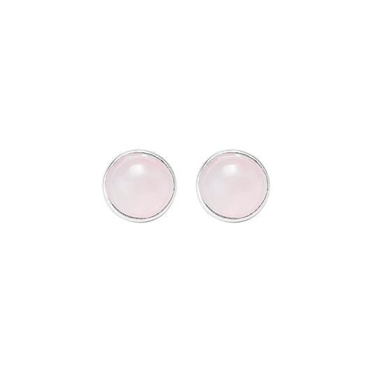 Essentials be Chic - Ear studs matt silver plated with Rose quartz