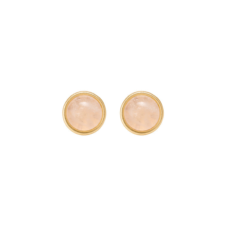 Essentials be Chic - Ear studs matt gold plated with Rose quartz
