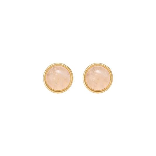 Essentials be Chic - Ear studs matt gold plated with Rose quartz