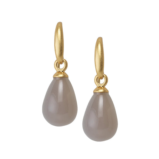 Essentials Drop earrings with Grey Agate matt gold plated