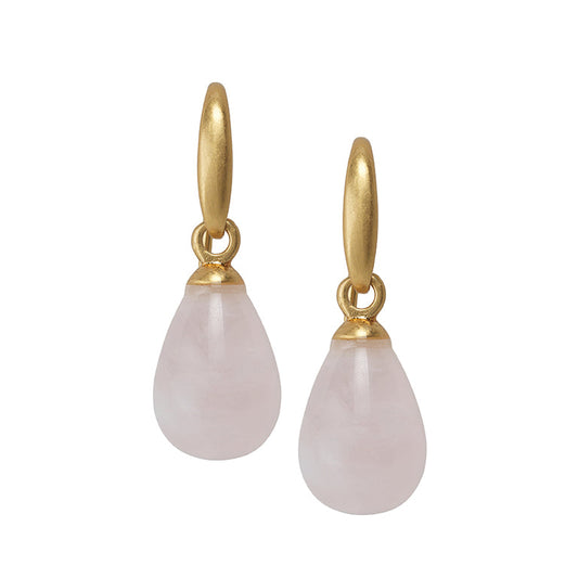 Essentials Drop earrings with Rose Quartz matt gold plated