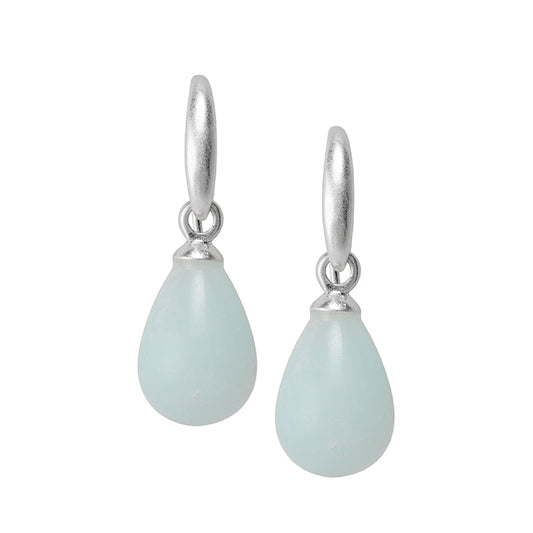 Essentials Drop earrings with Aquamarine matt silver plated