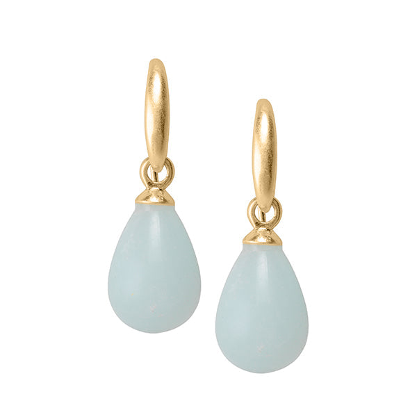 Essentials Drop earrings with Aquamarine matt gold plated