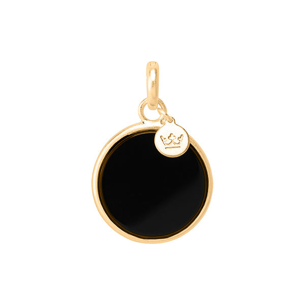 Essentials Disc Charm - Black Agate matt gold plated