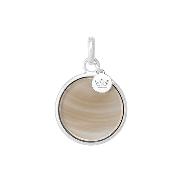 Essentials charm Disc Grey Agate matt silver plated
