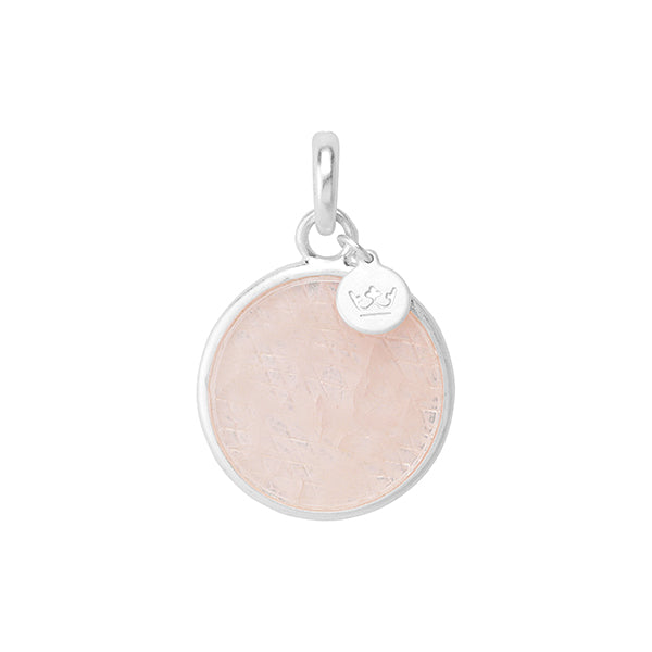 Essentials Disc Charm - Rose Quartz matt silver plated