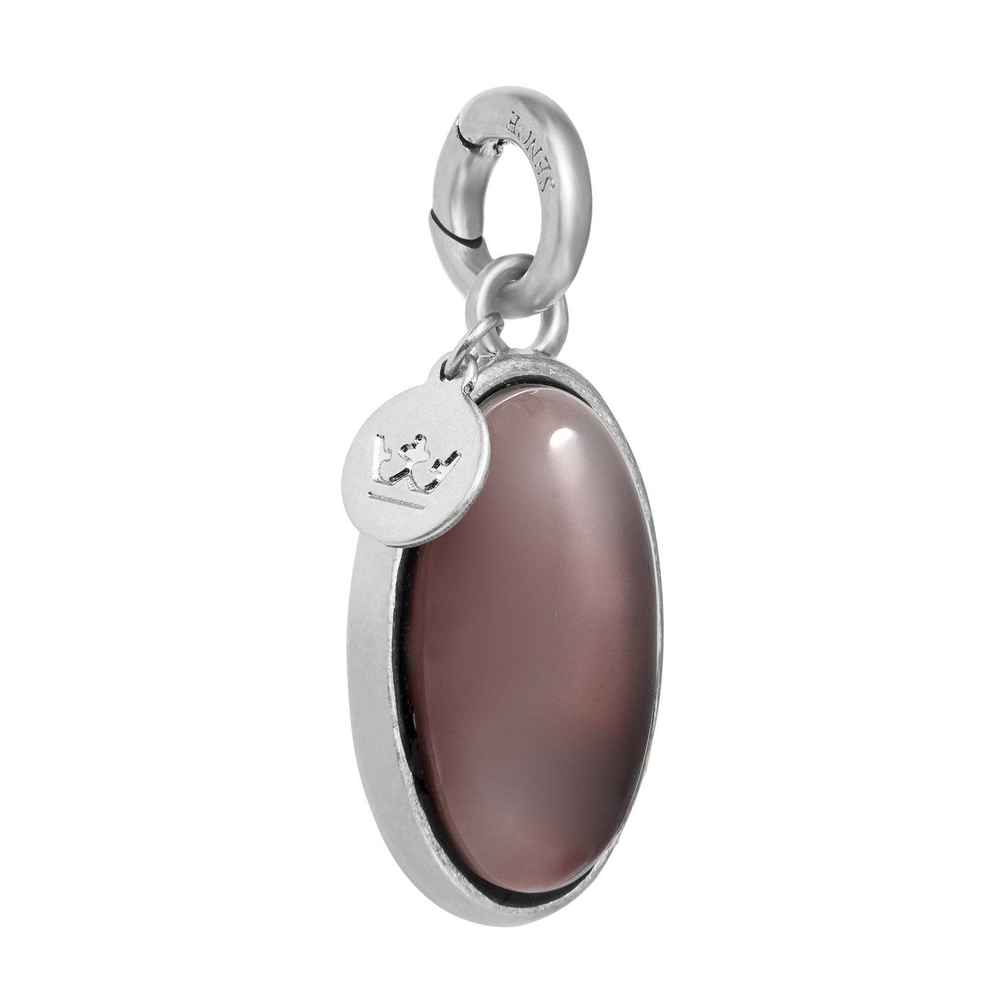 Essentials Oval Charm Grauer Achat matt silber
