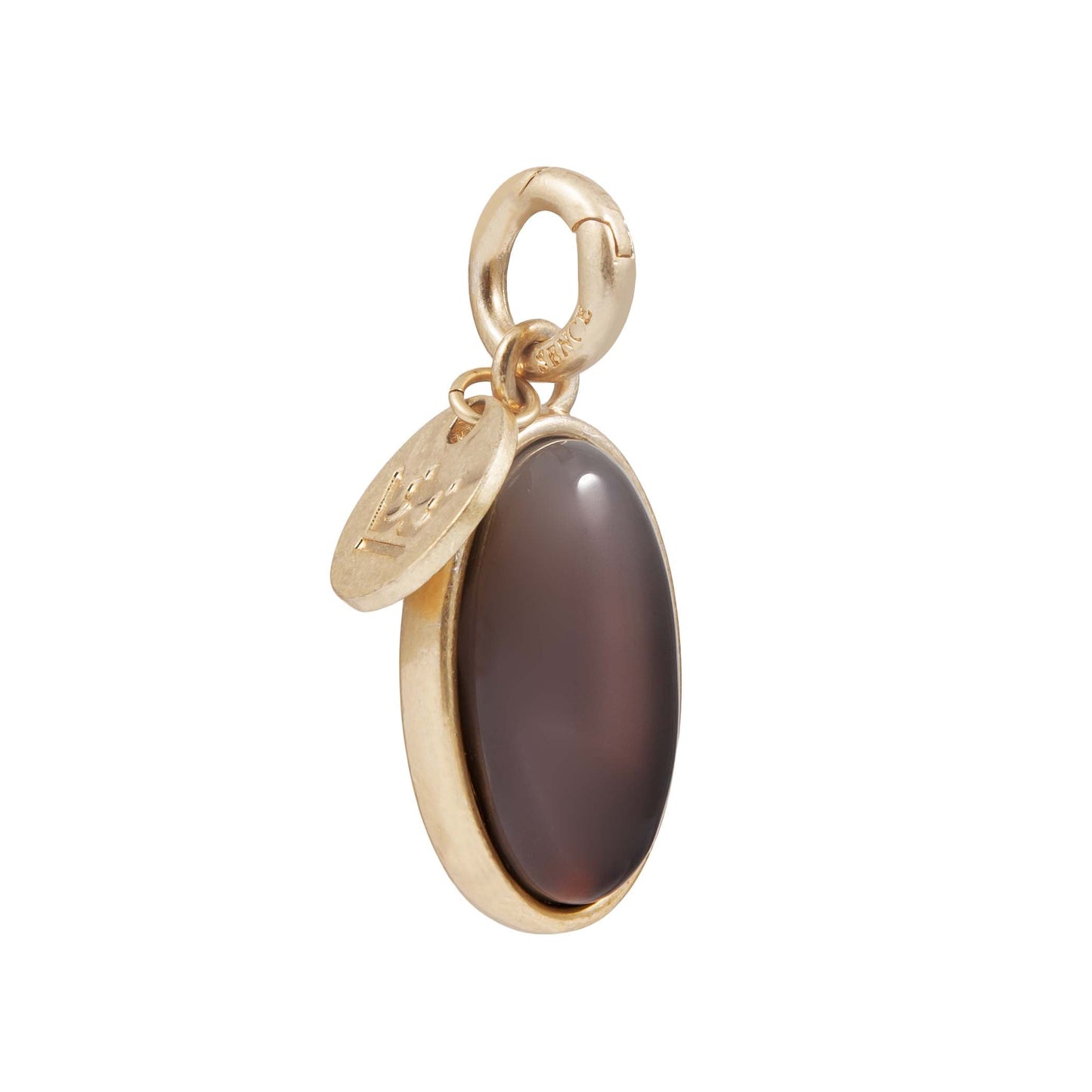 Essentials Oval Charm - Grauer Achat matt vergoldet