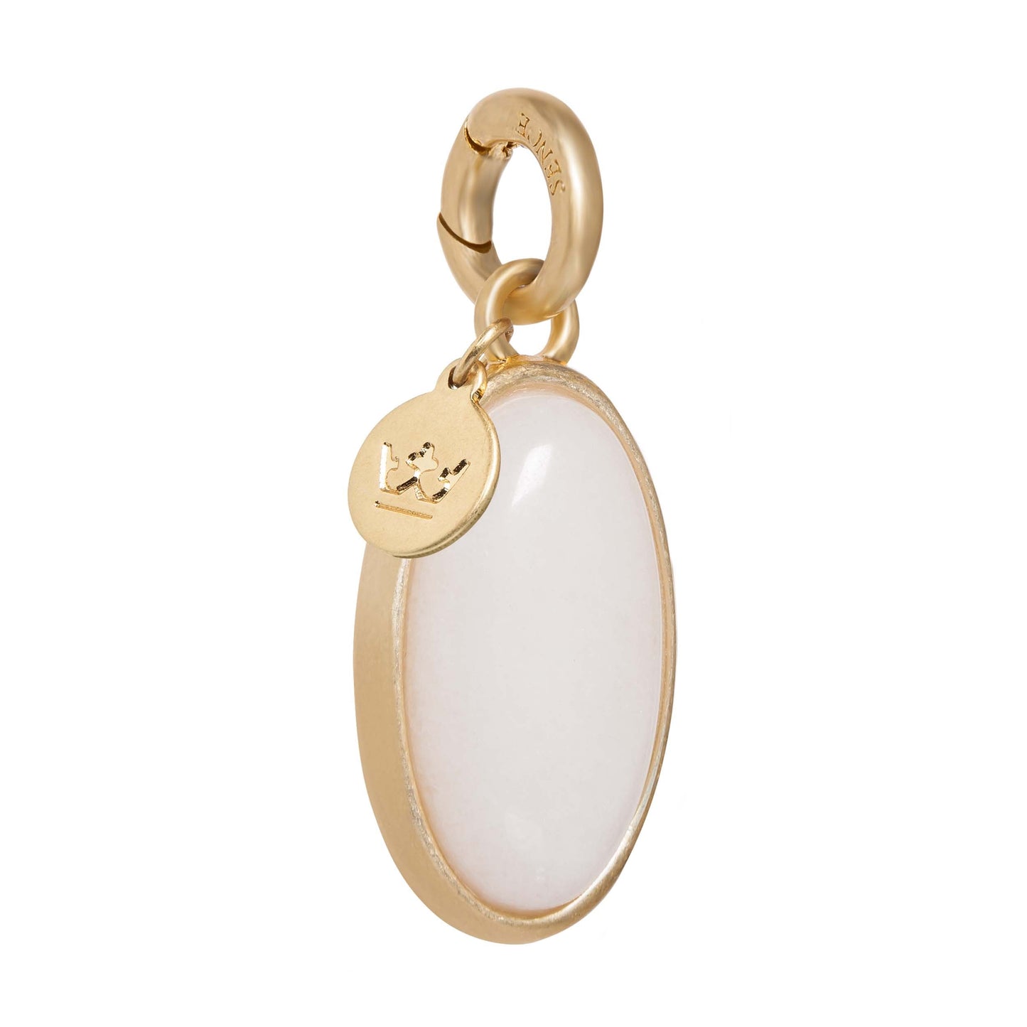 Essentials Oval Charm White Jade matt gold