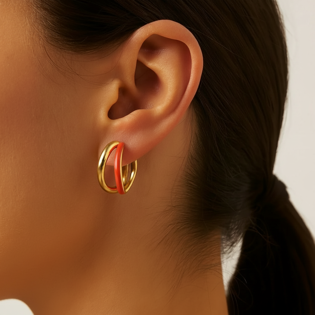 Enamelove earrings - Orangeade matt gold plated