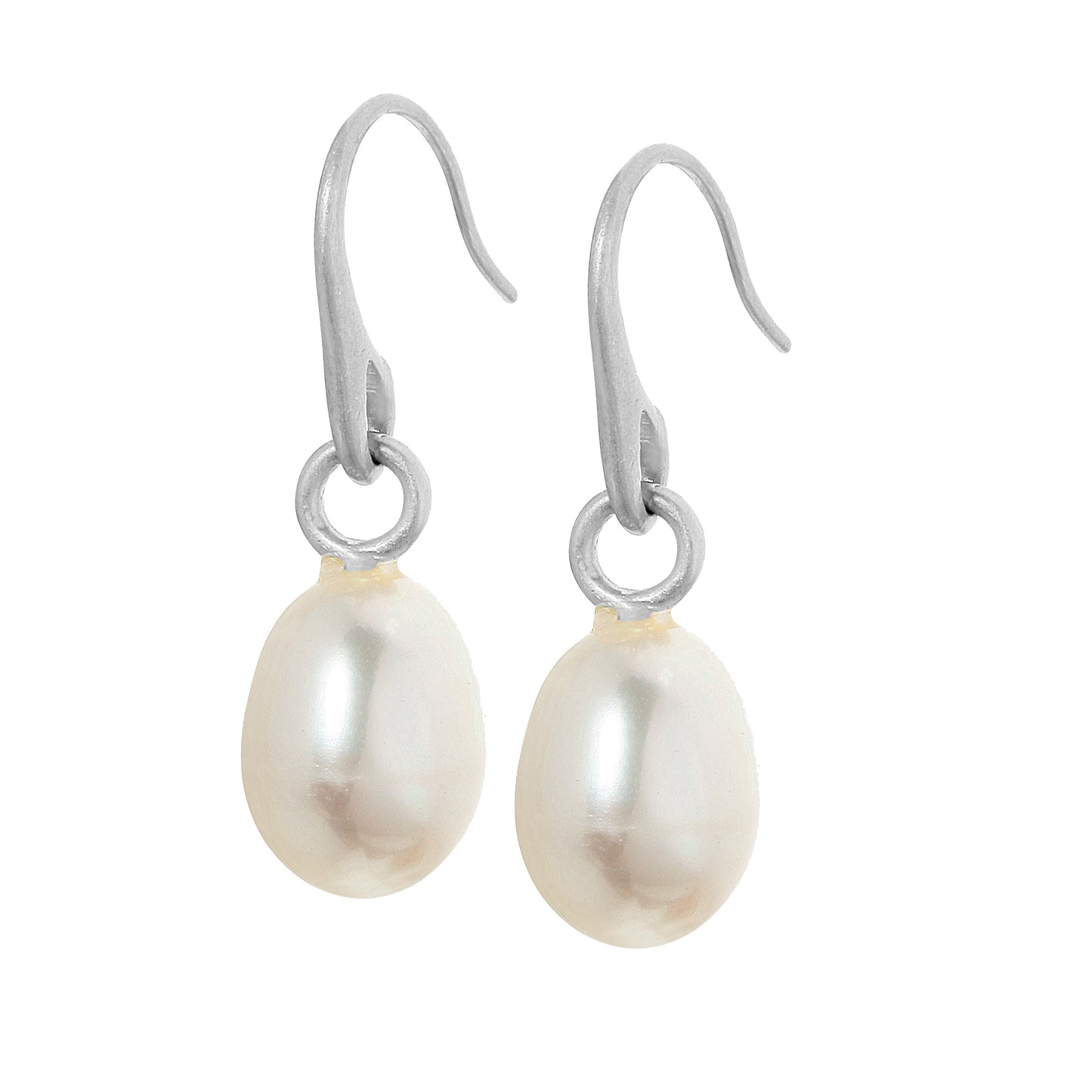 Essentials Sunset earrings with pearls matt silver plated