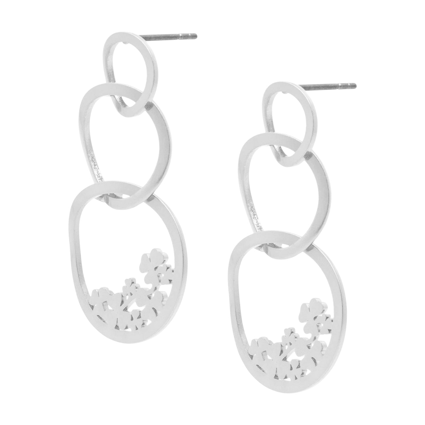 Happy clover earrings matt silver plated