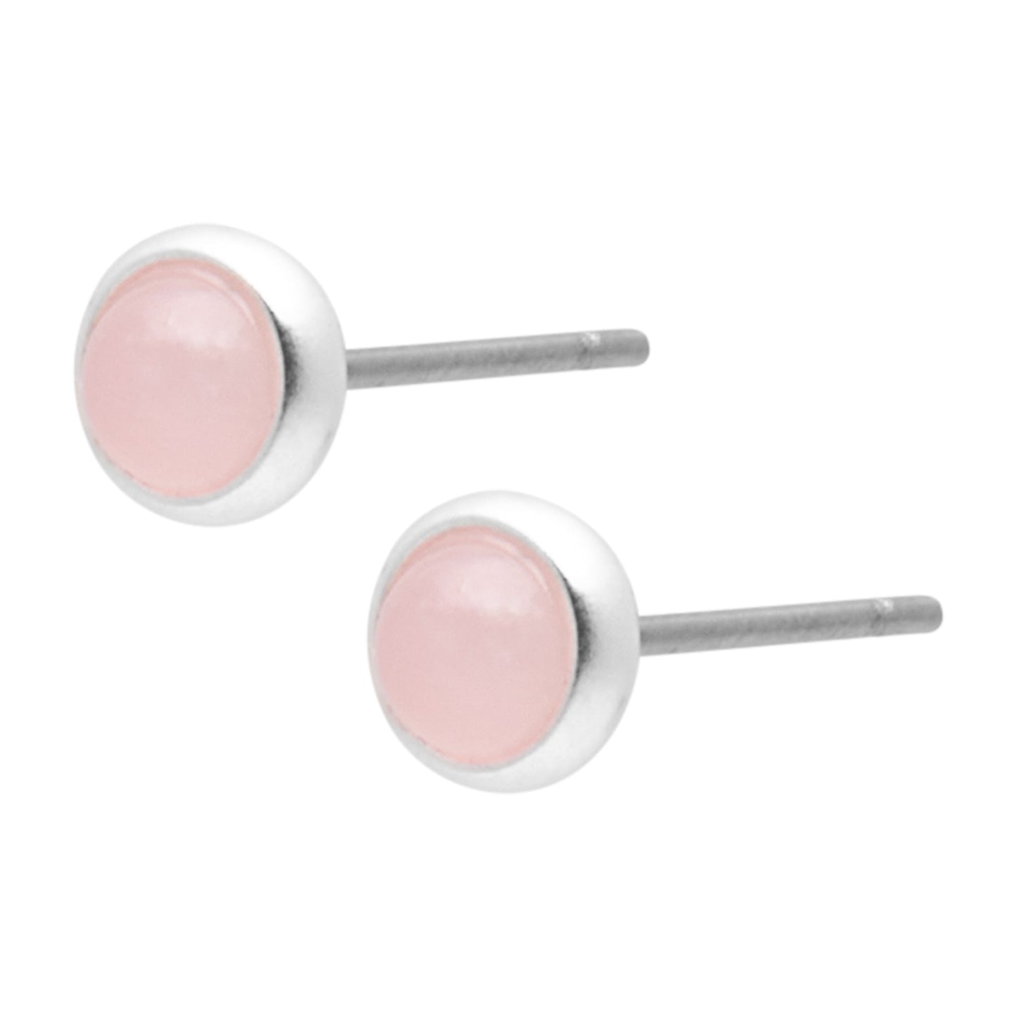 Lolo ear studs - Tiny rose quartz matt silver plated