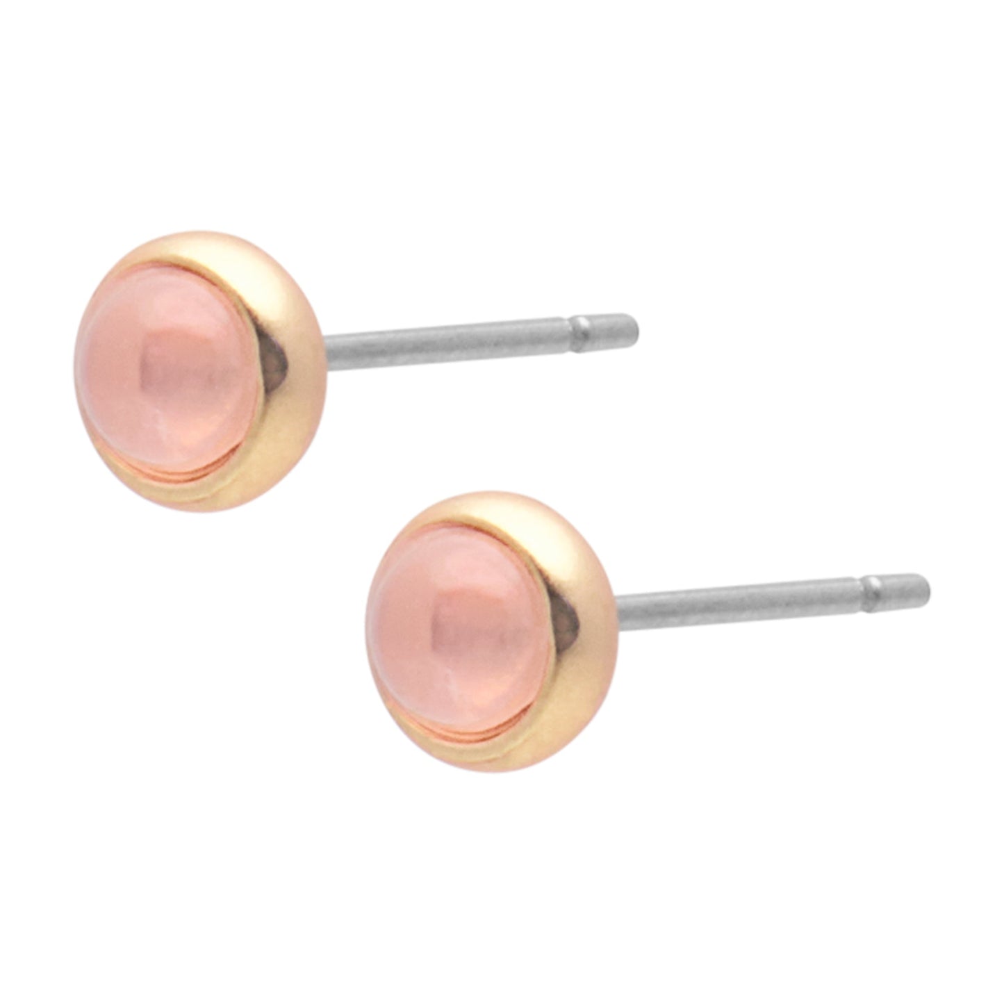 Lolo ear studs - Tiny rose quartz matt gold plated