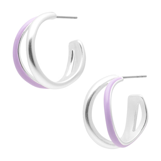 Enamelove earrings pastel lilac and matt silver plated