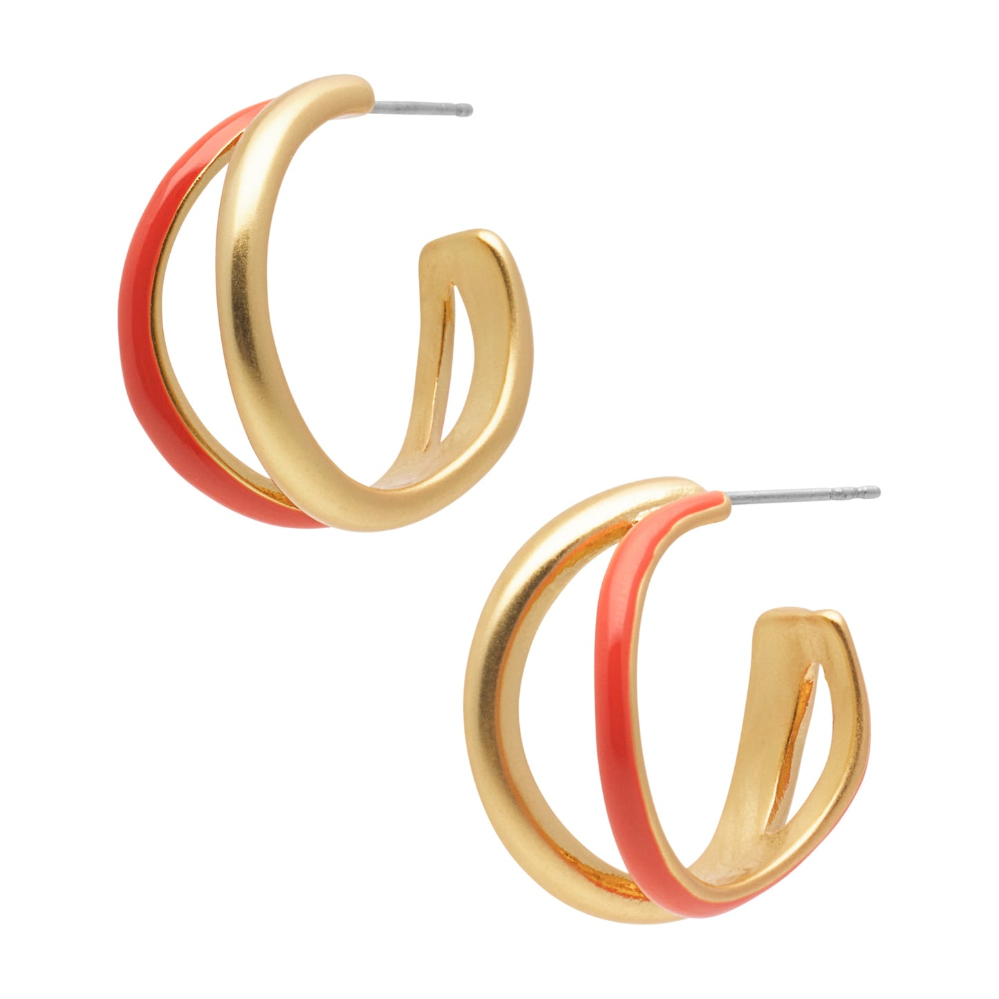 Enamelove earrings orangeade and matt gold plated