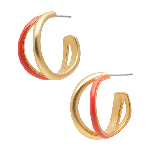 Enamelove earrings orangeade and matt gold plated
