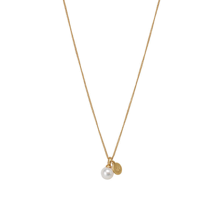 Essentials Harmony Necklace - Freshwater Pearl matt gold plated - 90 CM
