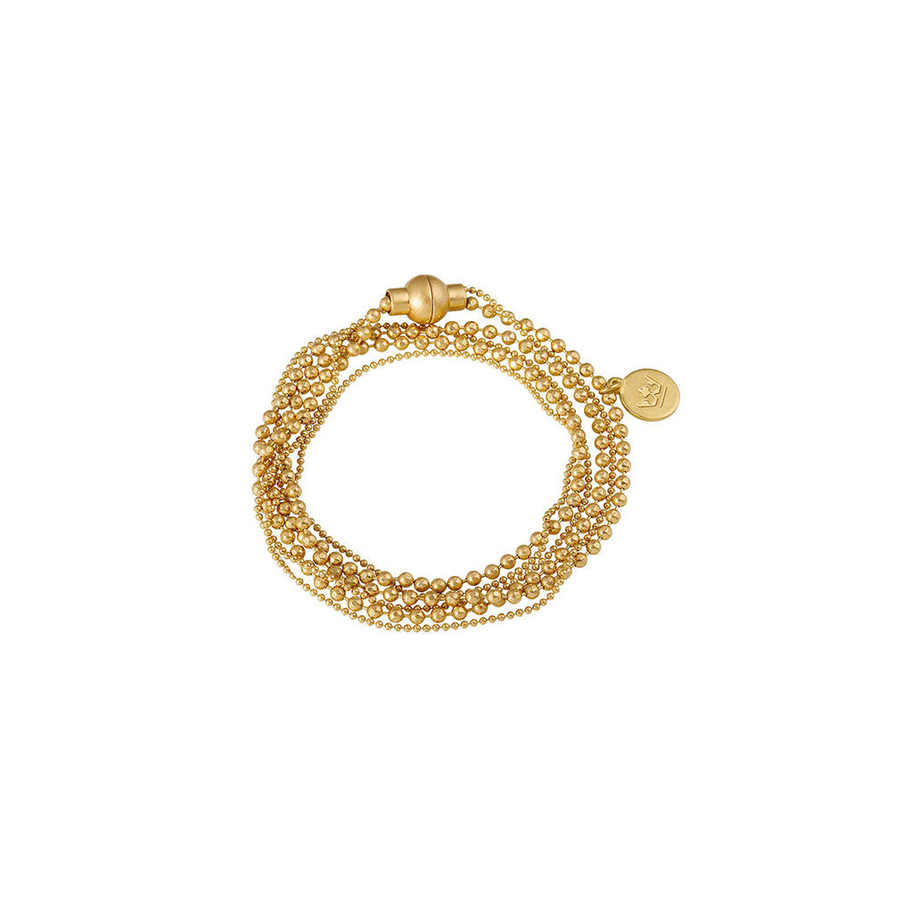 Essentials Hippie Armband / Halskette Doppelkugelketten matt vergoldet