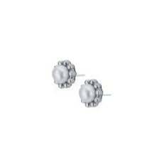 Essentials Flower - Ear studs freshwater pearls matt silver plated