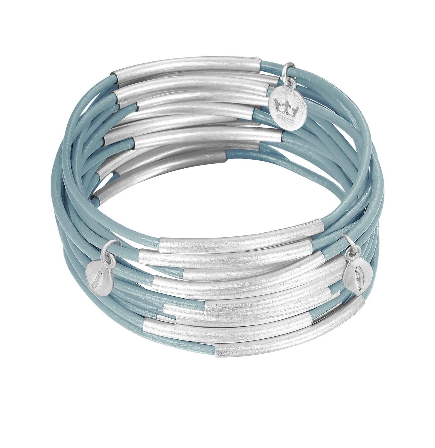Urban Gypsy Armbänder Sky Blue Leder matt versilbert