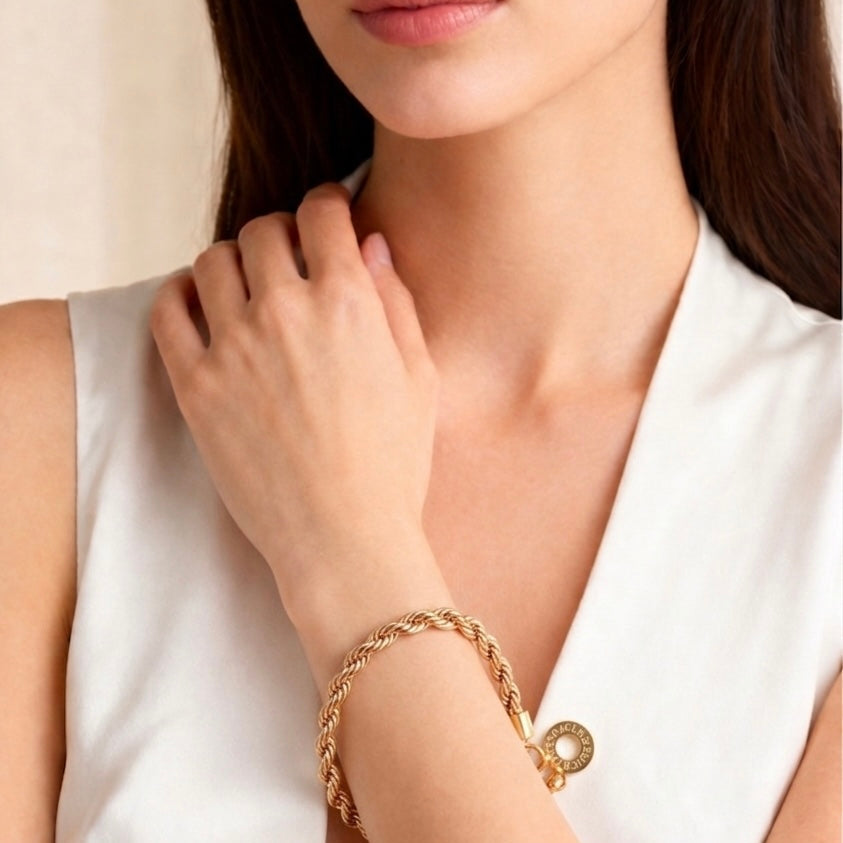 Amelie Twisted Bracelet - Long matt vergoldet