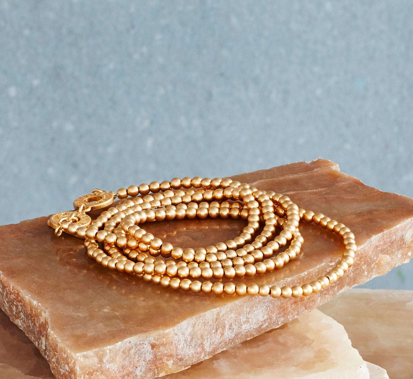 Essentials new Boho necklace matt gold plated - 90 CM