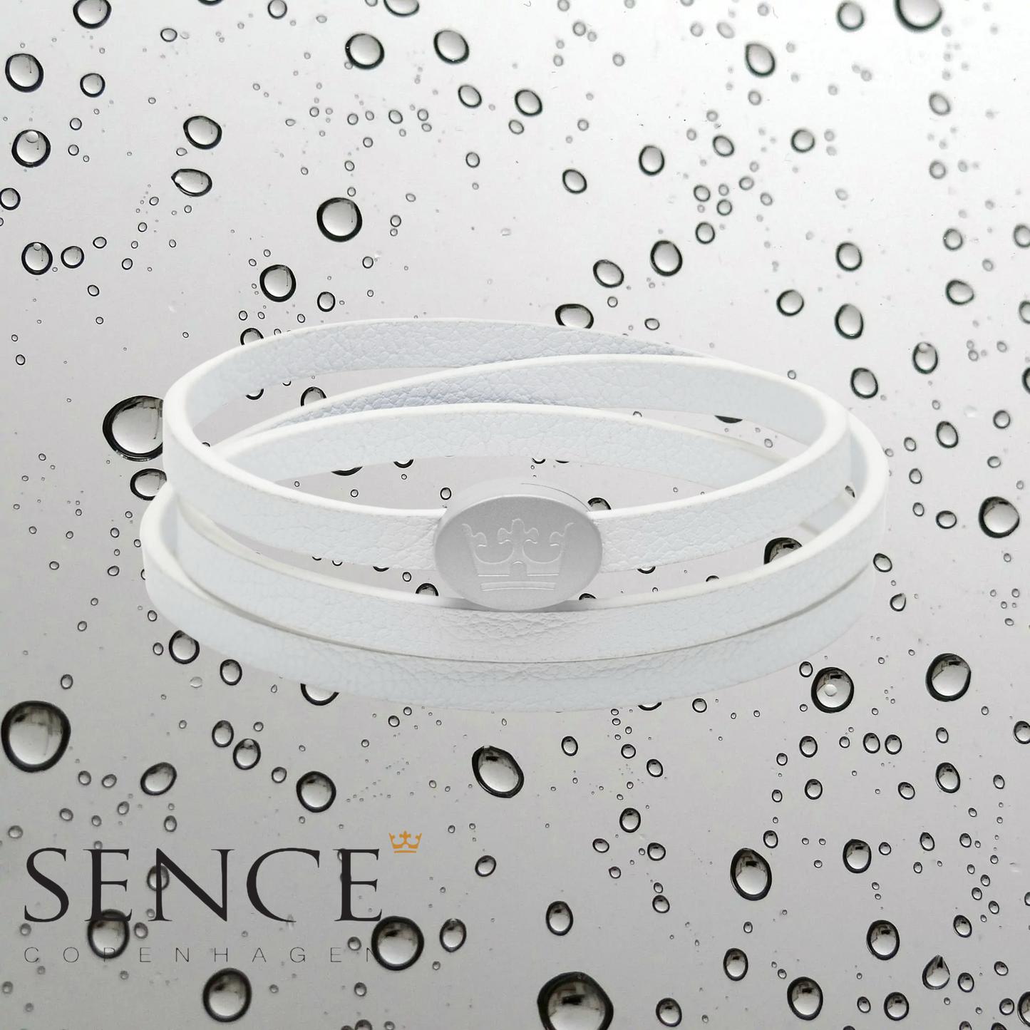 Crown Leather Wrap bracelet / necklace - Creme white matt silver plated