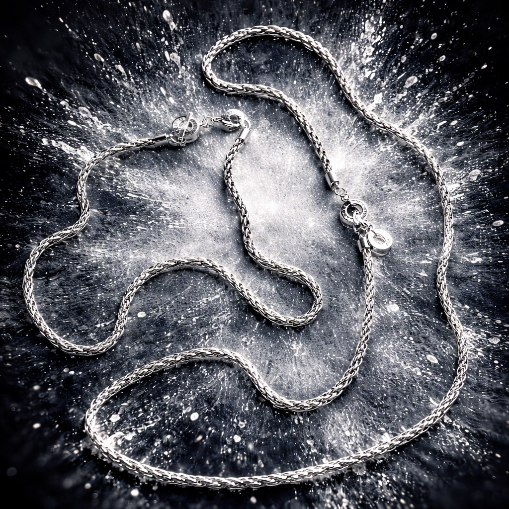 Amelie Twisted Long necklace - Matt silver plated - 85 CM