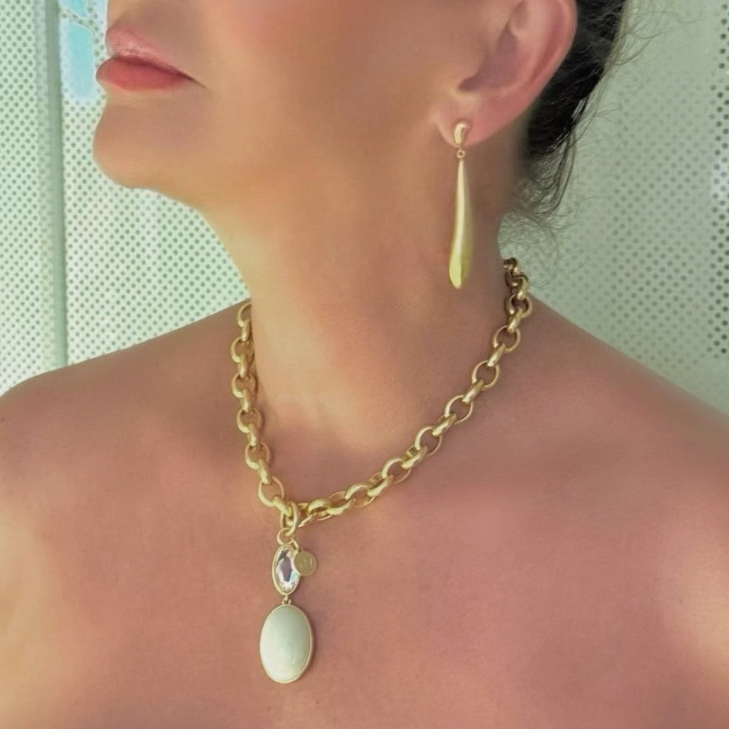 Long Soft Line Mara earrings - Matt gold plated