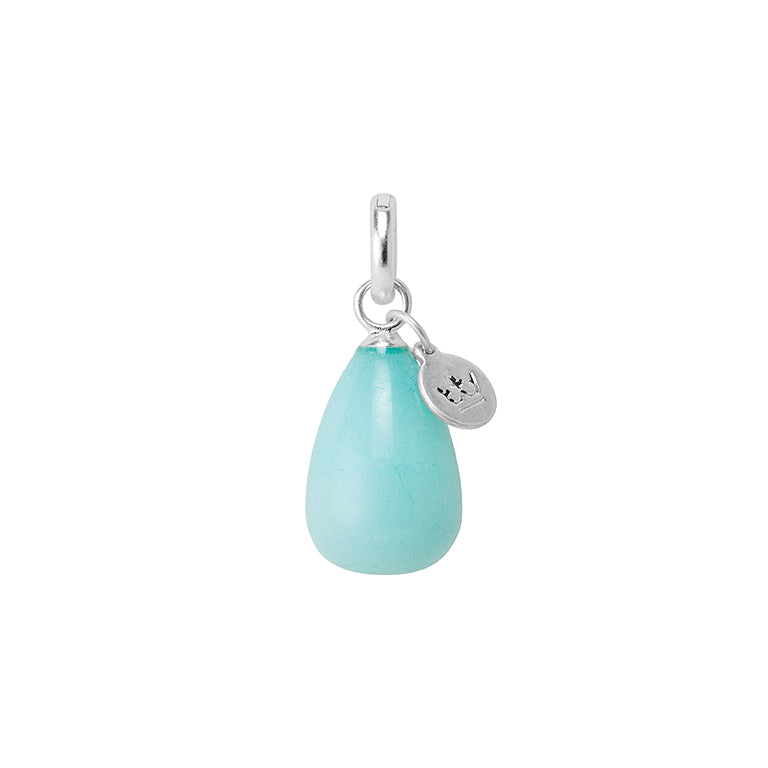 Essentials Drop Charm - Aquamarine matt silver plated