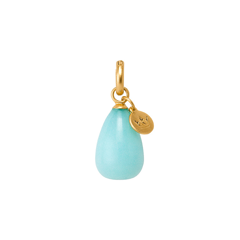 Essentials Drop Charm - Aquamarine matt gold plated
