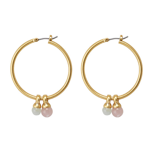 Essentials Be A Star Earrings - Aquamarine and Rose Quartz  matt gold plated