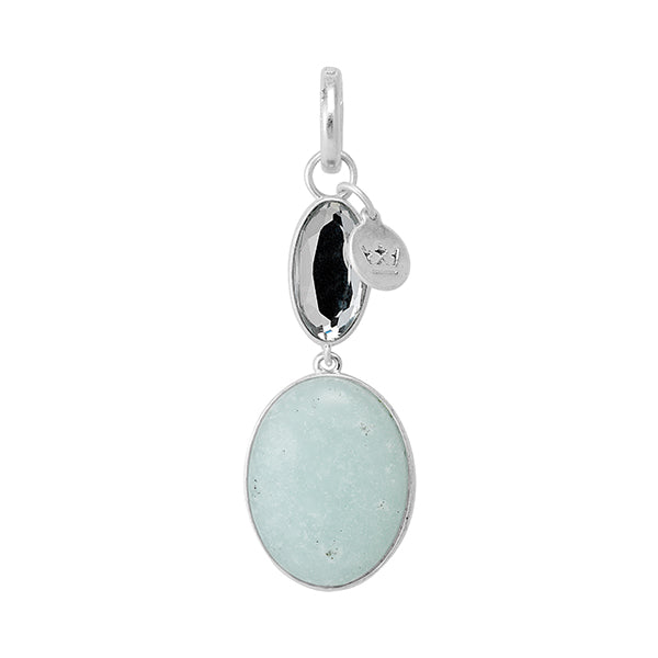 Essentials Celebration Charm mit Aquamarin, Glas matt versilbert