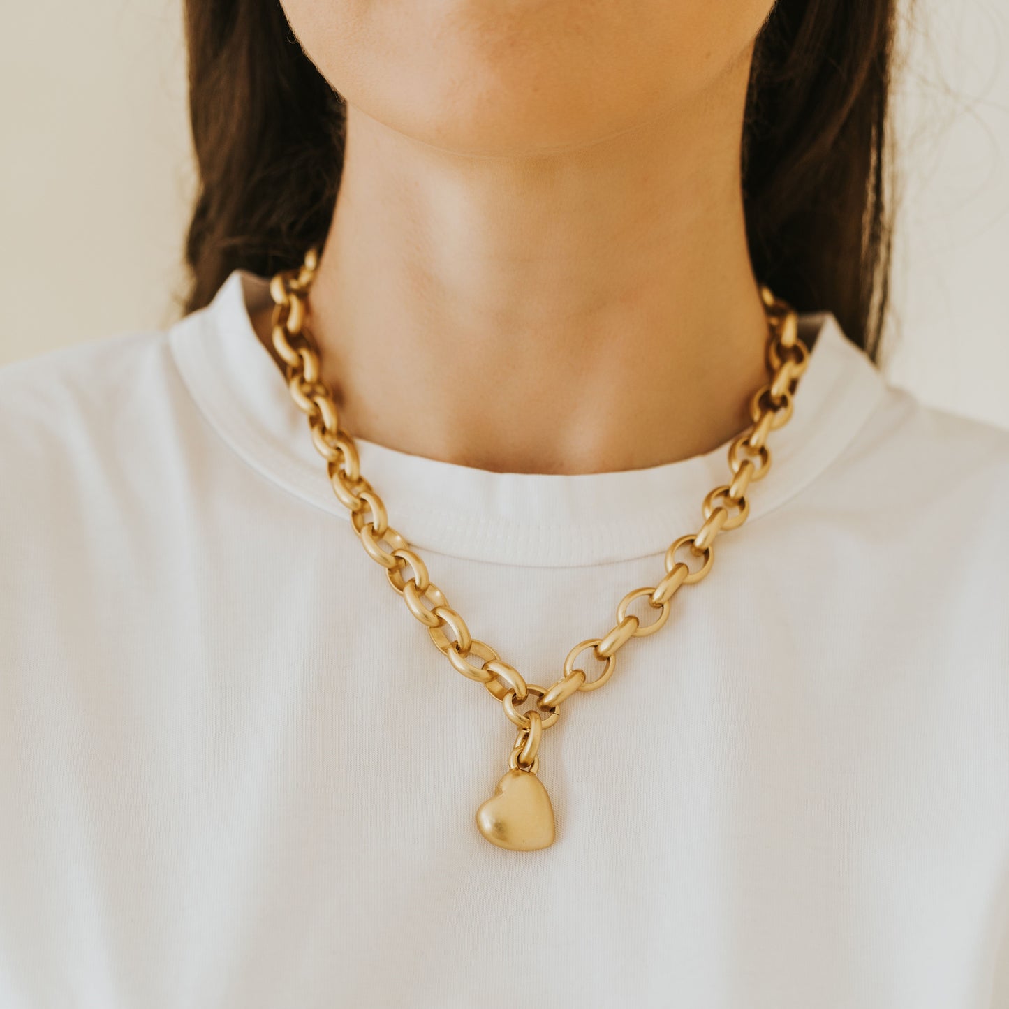 Essentials heart charm matt rose gold plated