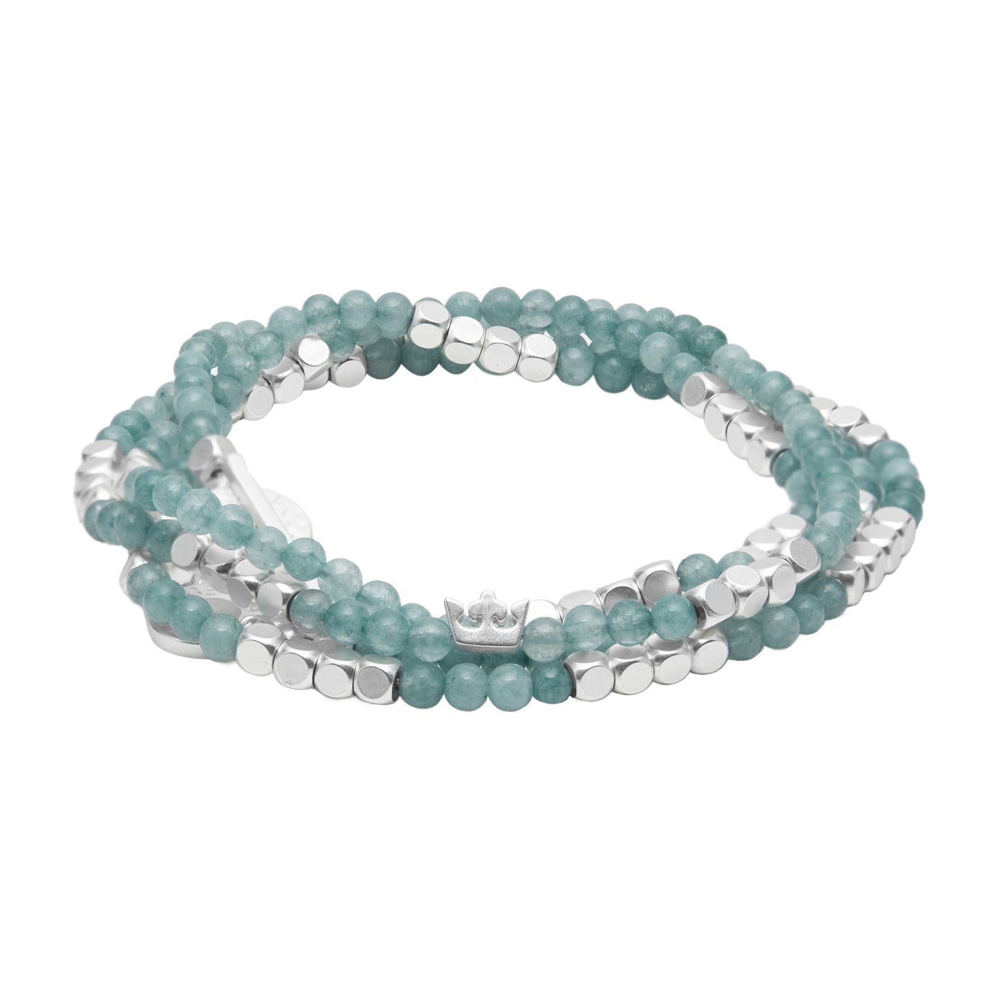 Gemstone Addict Halskette / Wickelarmband - Aquamarine Matt versilbert - 92 CM