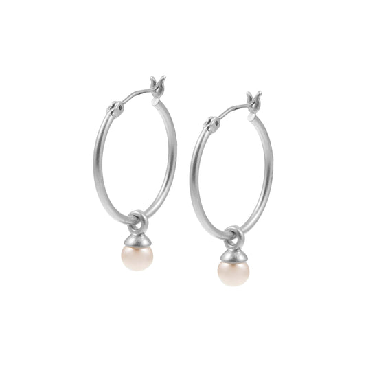 Essentials Be a Star Earrings - Freshwater pearl matt silver plated