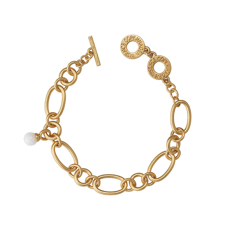 Essentials Experiment bracelet Rose quartz matt gold plated