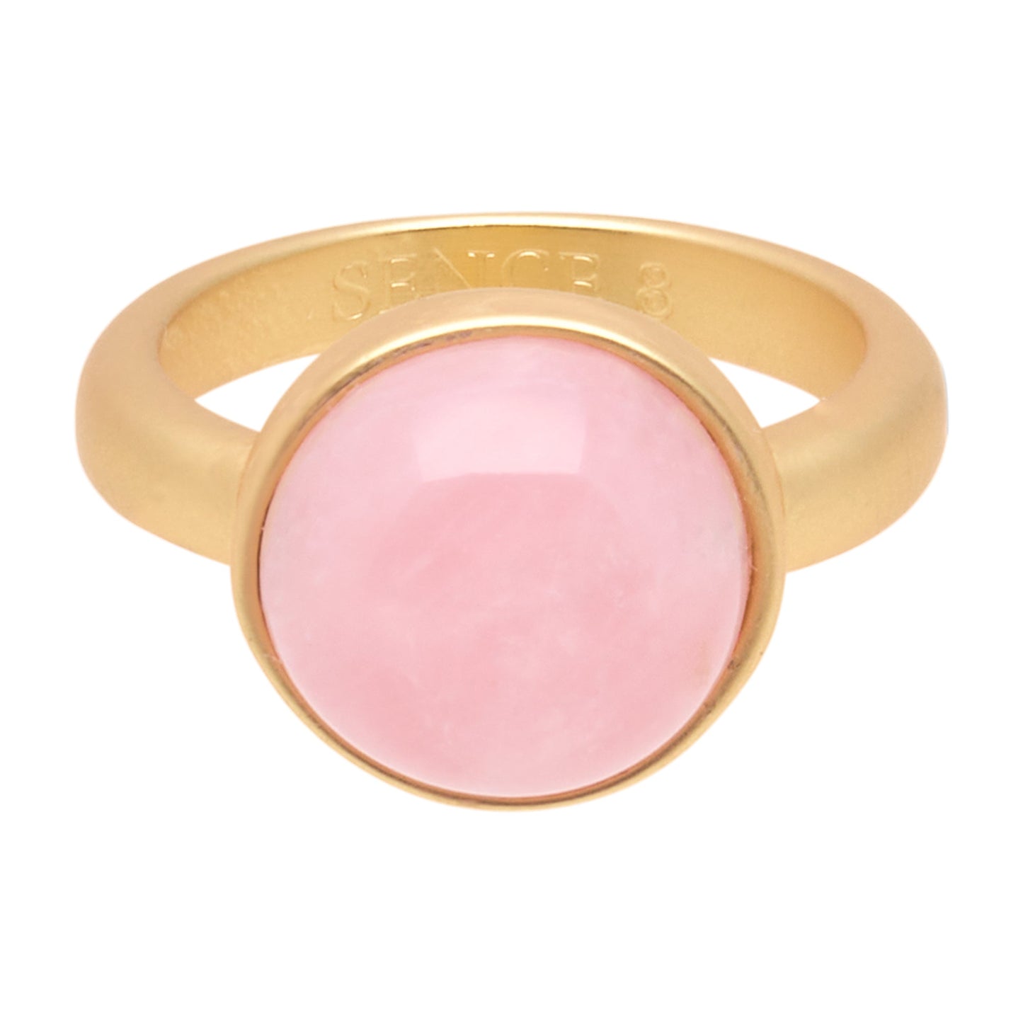 Lolo Ring rose quartz matt gold plated size 8