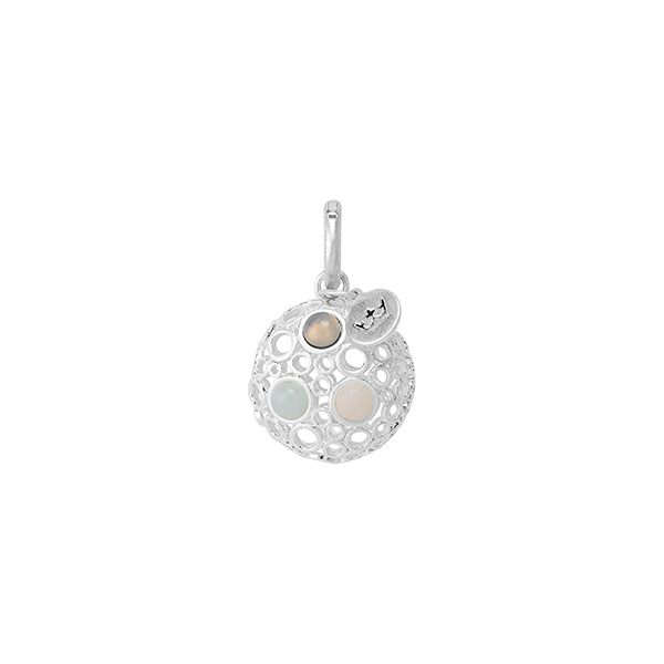 Essentials Multi-Stone Charm - Matt versilbert