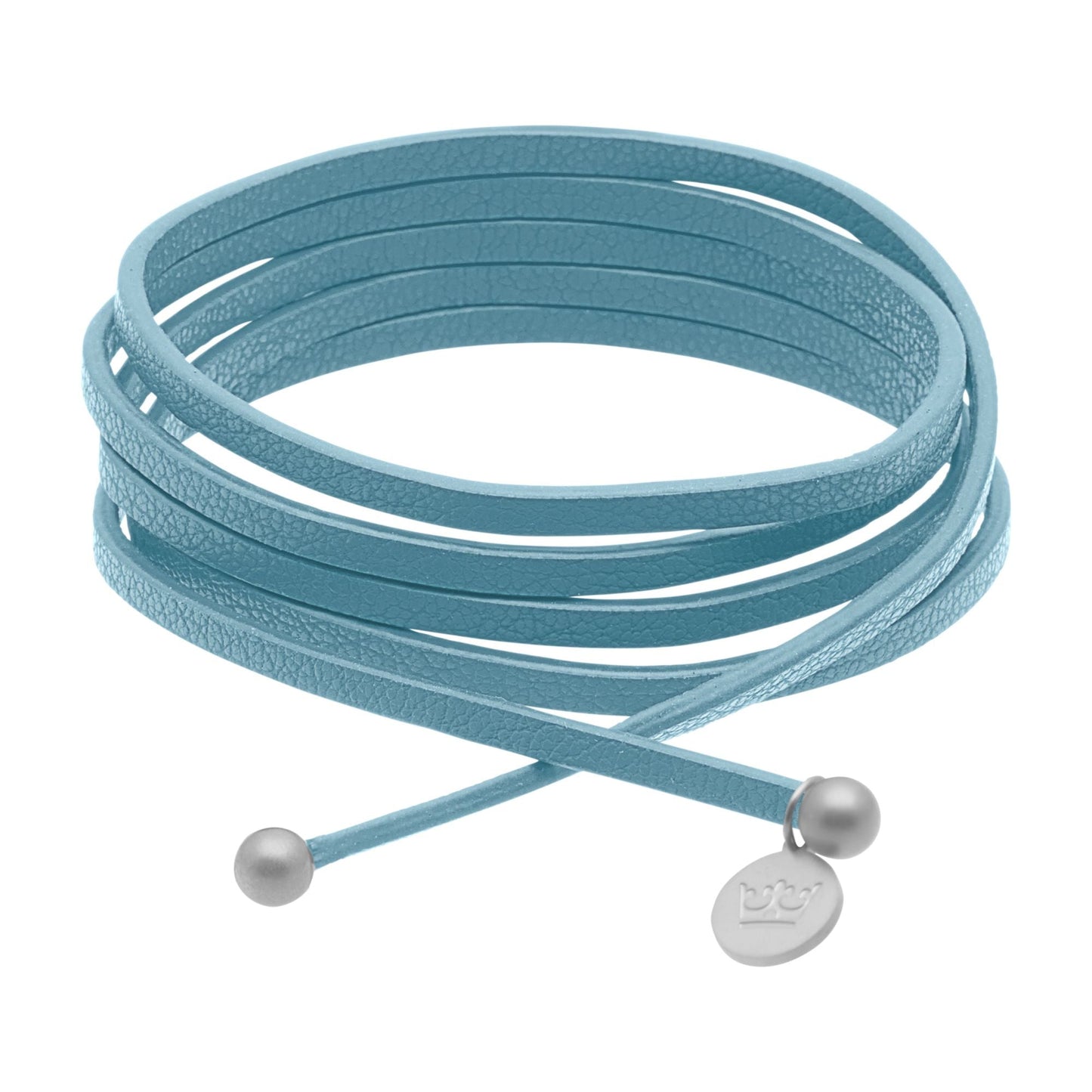 Leather strap necklace / bracelet delphinium blue matt silver plated