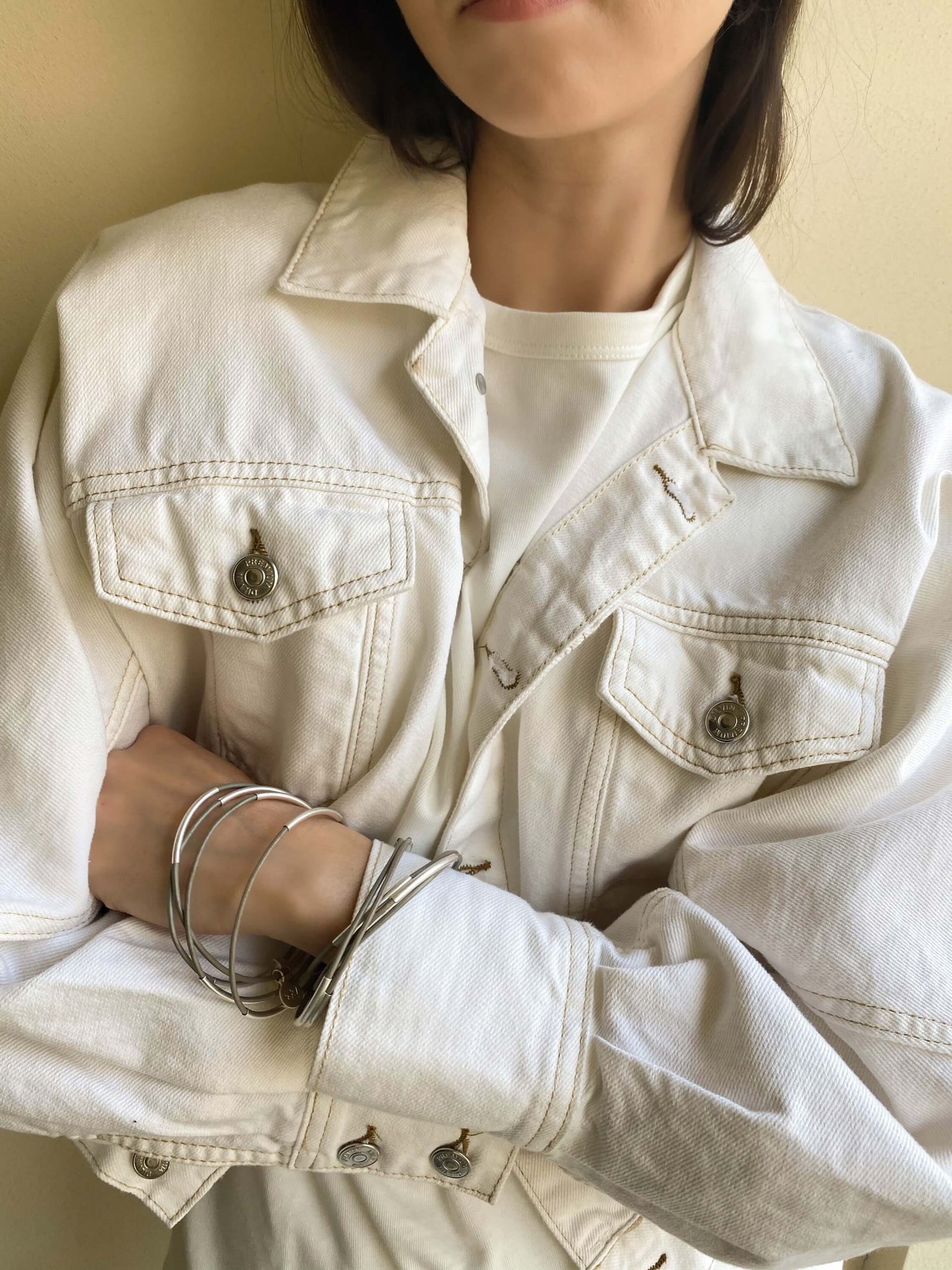 Urban Gypsy bracelets dark grey leather matt silver plated