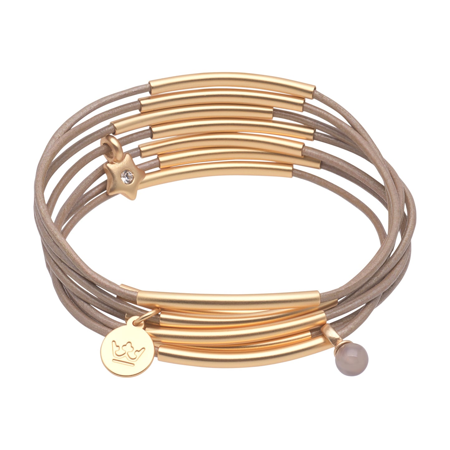 Urban Gypsy Armbänder Taupe Leder matt vergoldet
