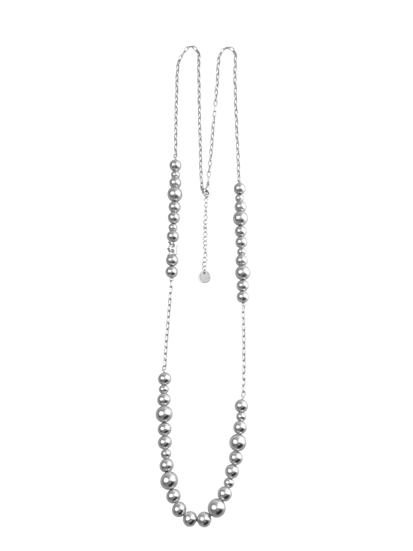 Long Dotti necklace matt silver plated